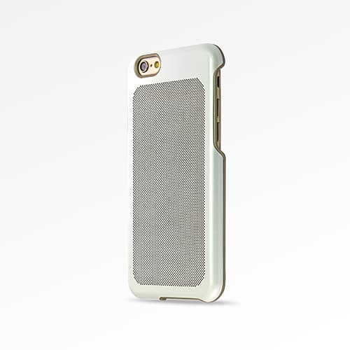 iPhone6_6s Case_Stainless Steel_White Dot with Gold Plastic
